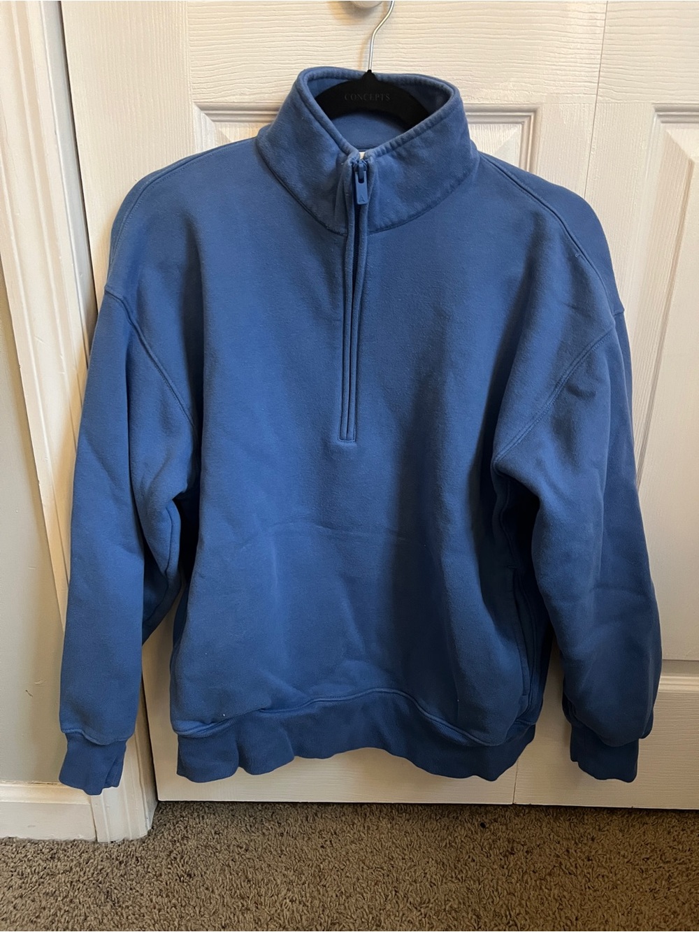 Aritzia Boyfriend Fit Sweatfleece Blue Half-Zip